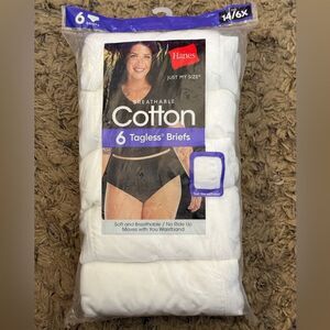 Hanes White Cotton Tagless Briefs - 6 Pack size 14 (6X)